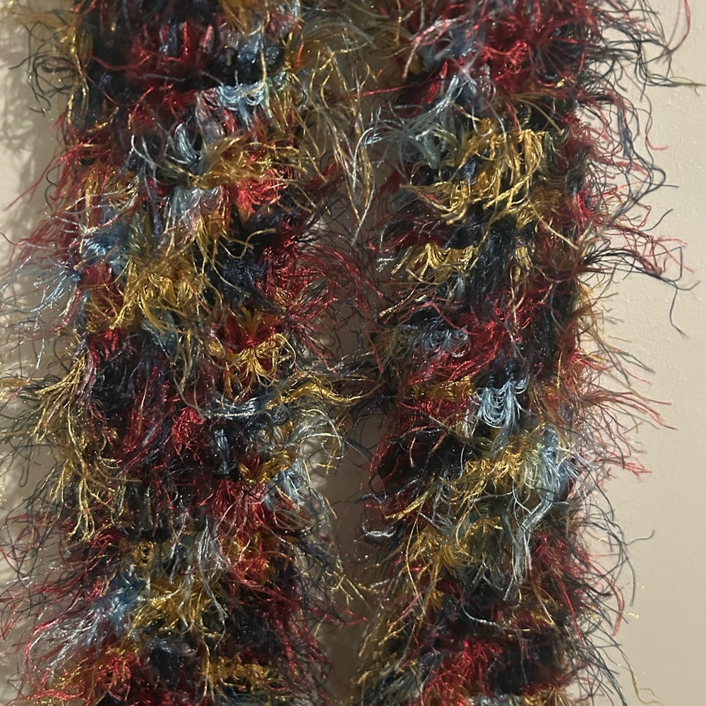 Hand Crafted Colorful Fuzzy Scarf